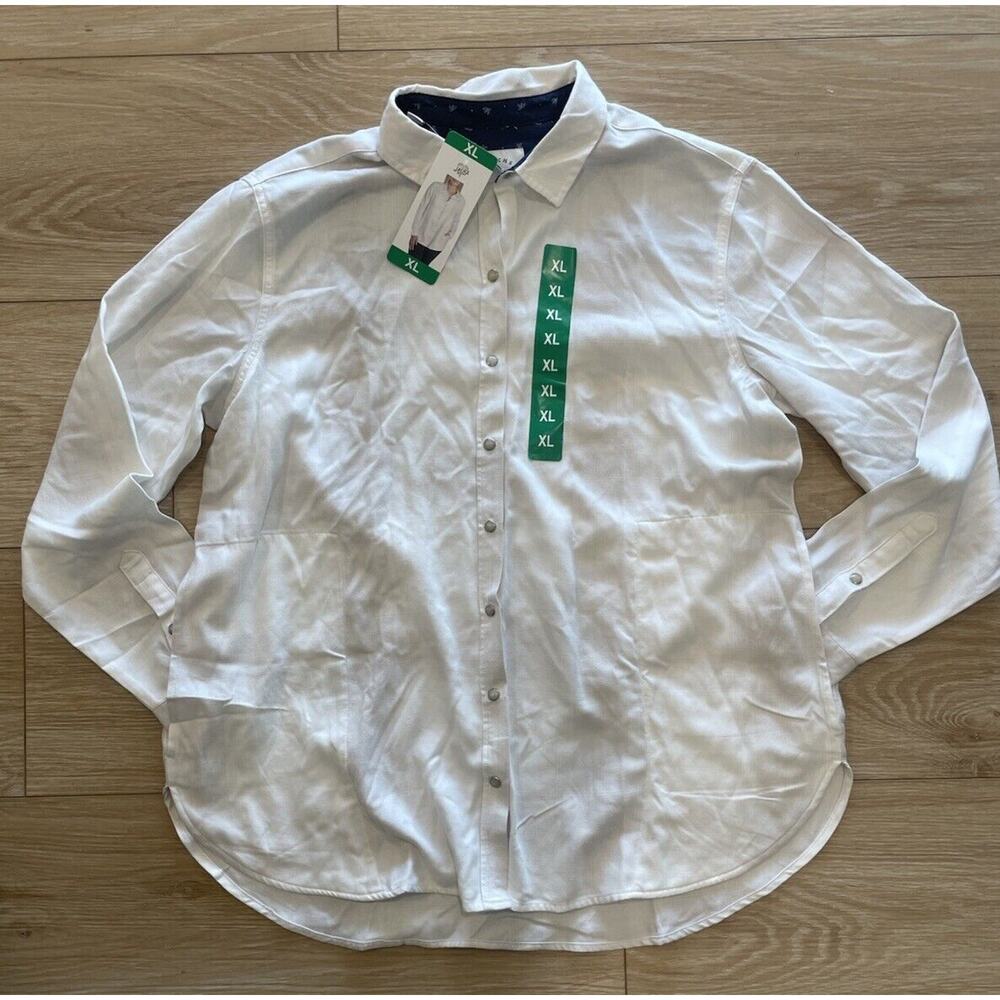 NWT Jachs New York Girlfriend Button Up Long Sleeve Shirt Women XL White Shacket